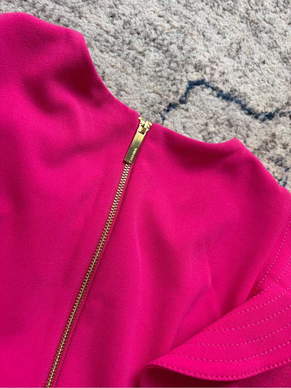 Calvin Klein Hot Pink Ruffle-Sleeve Sheath Midi Dress - Picture 4 of 5